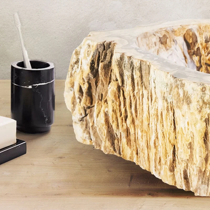 Waschbecken Fossil Holz