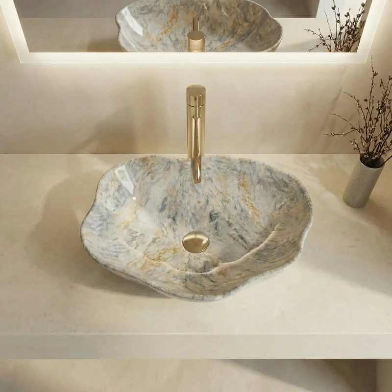 Aufsatzwaschbecken Pearl Ruststone 50,5x38cm