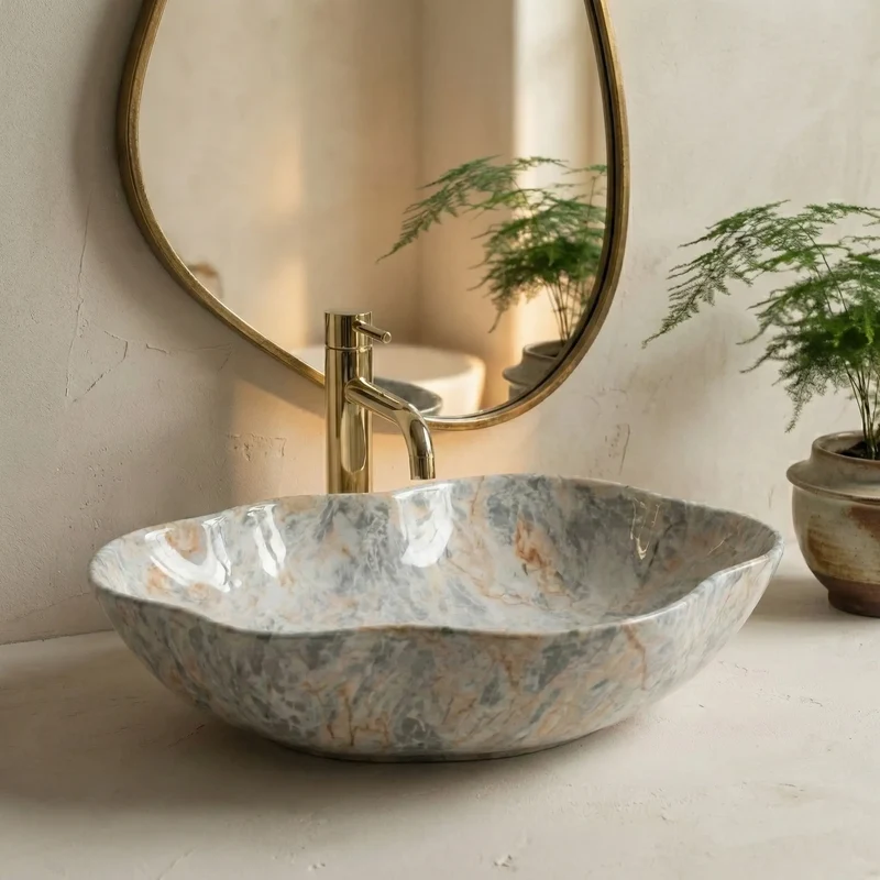 Aufsatzwaschbecken Pearl Ruststone 50,5x38cm