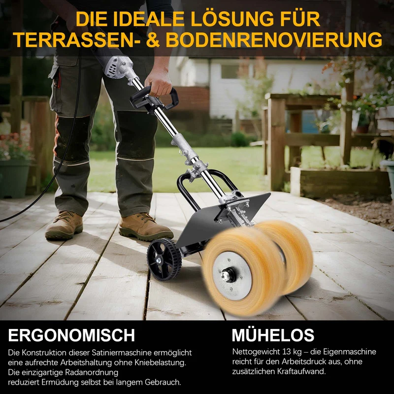 Profi Satiniermaschine & Bürstenschleifer | 3850W | 600-4000 U/min | inkl. 180mm Stahlbürsten
