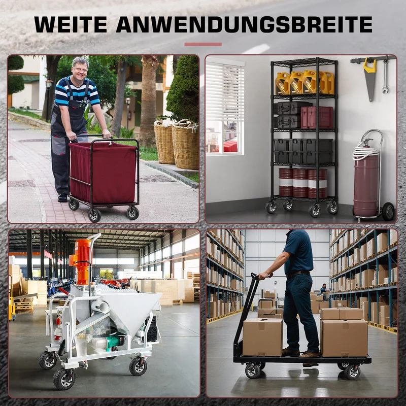 10" Richtungsfeste Schwerlastrolle 250 mm Luftreifen – Aluminium Halterung, 170 kg Tragkraft, für Werkbank & Wagen