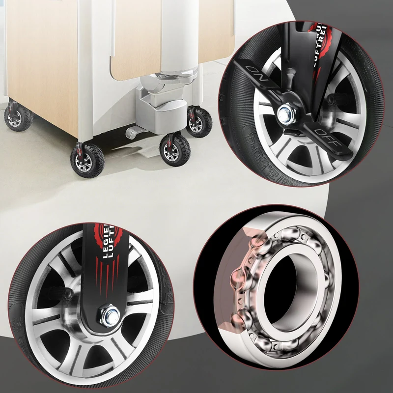 10" Schwerlastrolle mit Bremse – 250 mm Luftreifen, Aluminium Halterung, 170 kg Tragkraft, für Werkbank & Gerätewagen