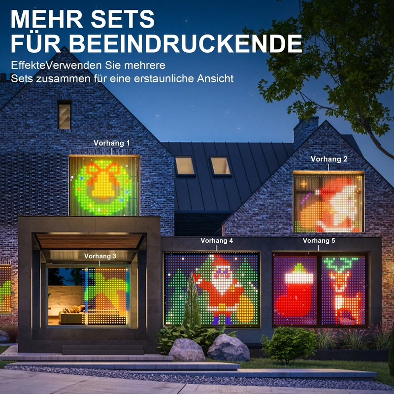 Smart Light Curtain LED Lichterketten Vorhang mit App Steuerung, Musikmodus & 400 LEDs – IP44 Innen & Außen