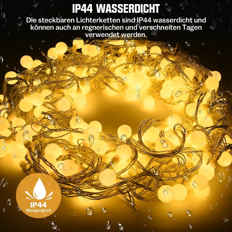 Sternenlichterkette für festliche Stimmung – 144 LEDs, 2 m Warmweiß