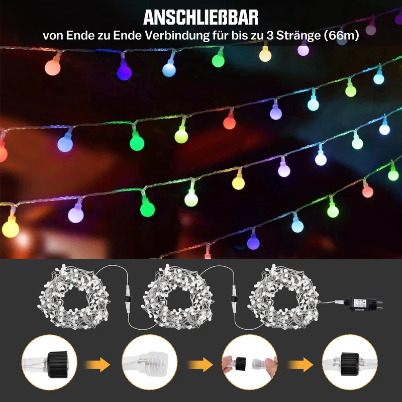 Sternenlichterkette für festliche Stimmung – 144 LEDs, 2 m Warmweiß