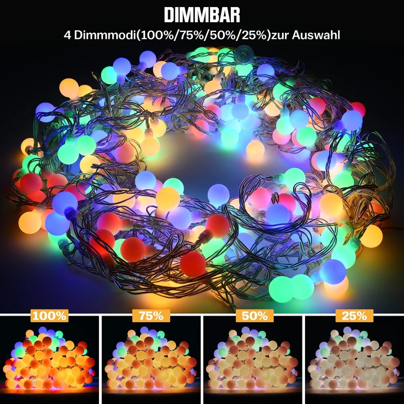 Sternenlichterkette für festliche Stimmung – 144 LEDs, 2 m Warmweiß