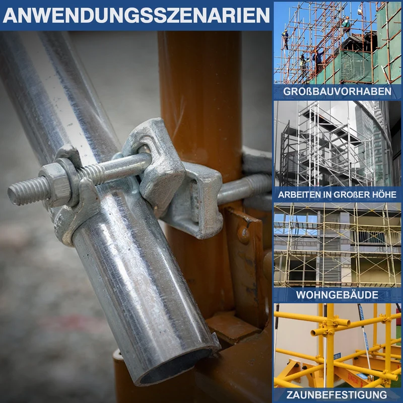 Drehkupplung Gerüst 4er Set – 360° Rohrkupplung für 45-50mm Gerüstrohre, Verzinkt, Robust & Korrosionsbeständig