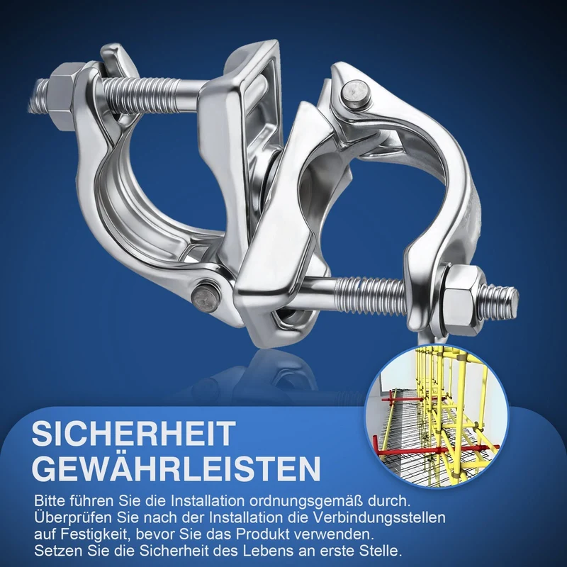 Drehkupplung Gerüst 4er Set – 360° Rohrkupplung für 45-50mm Gerüstrohre, Verzinkt, Robust & Korrosionsbeständig