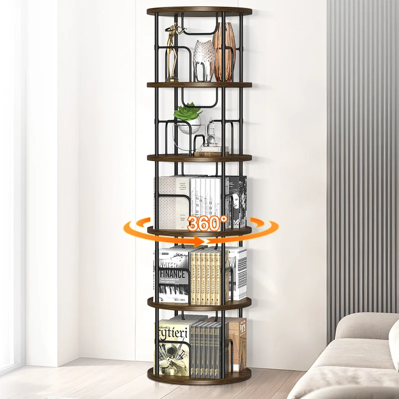 360° Drehbares Bücherregal 5 Etagen – Platzsparend, Stabil & Vielseitig
