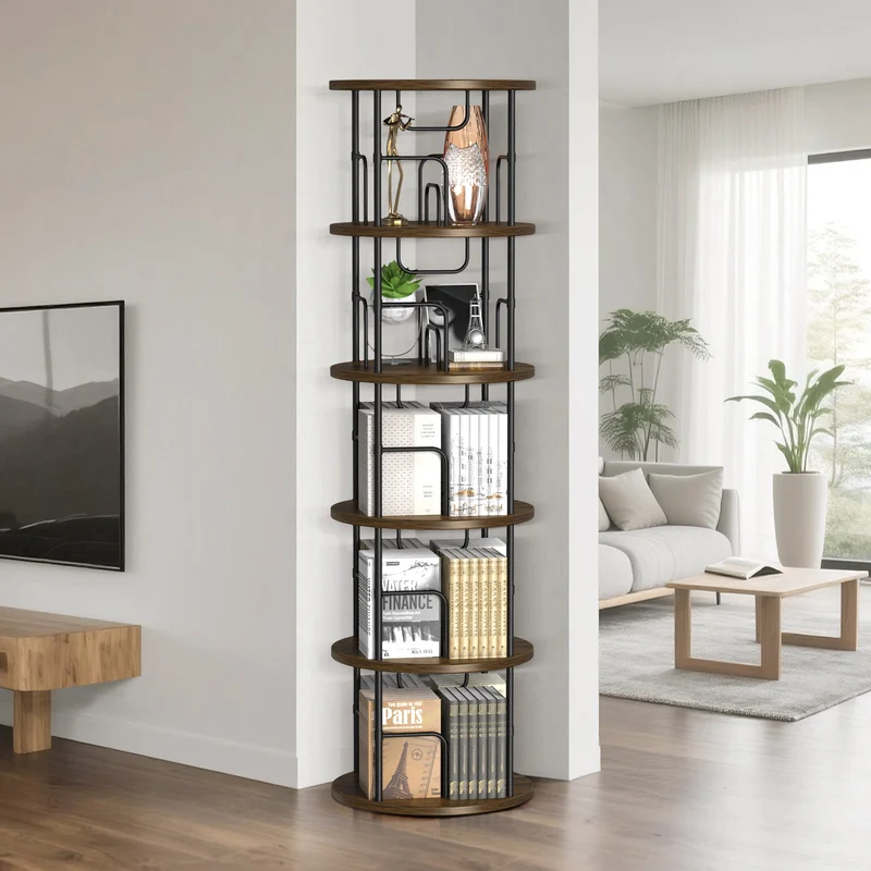 360° Drehbares Bücherregal 5 Etagen – Platzsparend, Stabil & Vielseitig