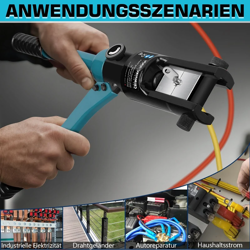 Hydraulische Crimpzange Set 8–300 mm² mit 13 Matrizen & Kabelschneider – Profi-Werkzeug für Elektrik, Industrie & KFZ