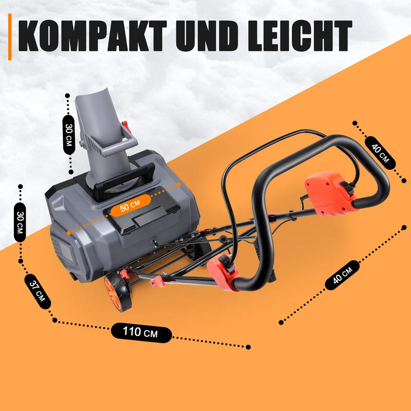 Kabelloser 1500W Akku Schneefräser 46cm Breite, 6m Wurfweite, IPX4