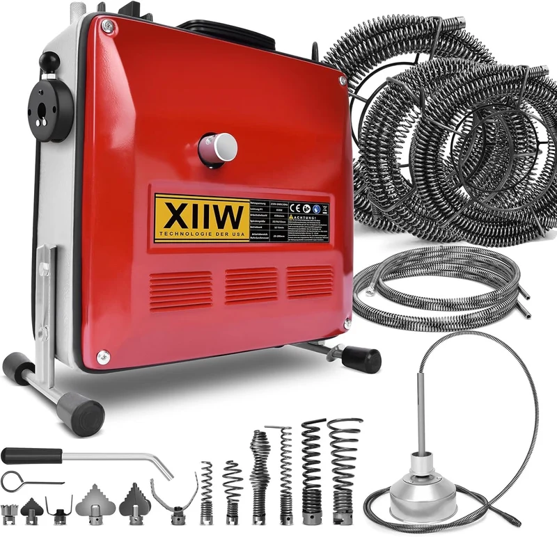 Elektrische Rohrreinigungsmaschine 850W Set, Ø20-200mm, Spiralen 16/22/10mm