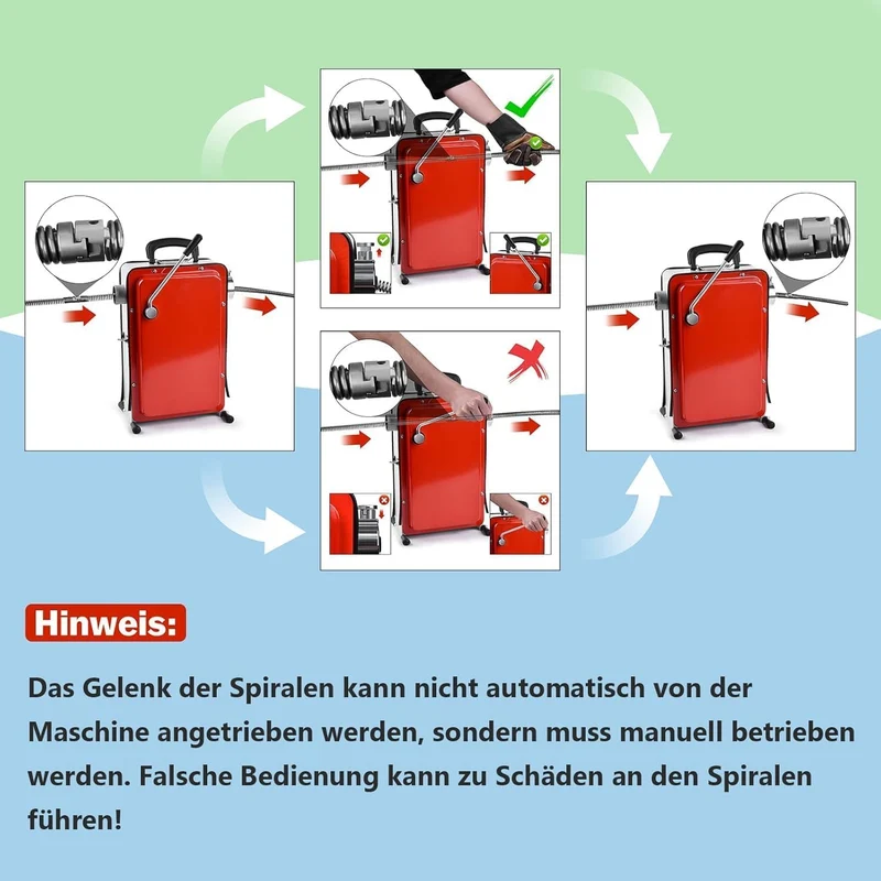 Rohrreiniger 390W mit 16mm 33M Spirale, Ø20-100mm Rohrreinigungsmaschine