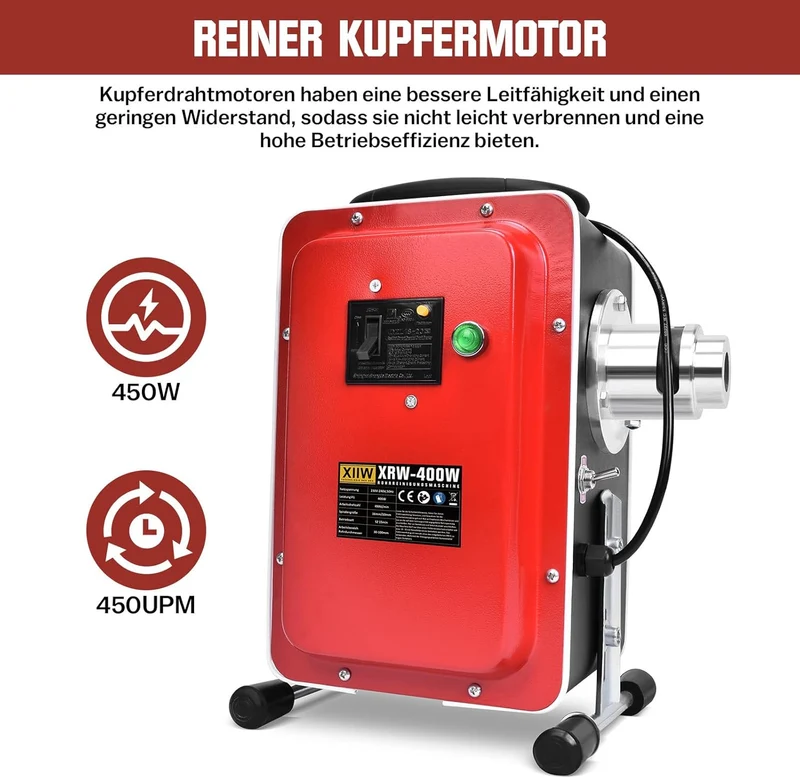 Elektrische Rohrreinigungsmaschine 400W Rohrreiniger Abflussreiniger, Ø30-100mm, 26,5M Spirale