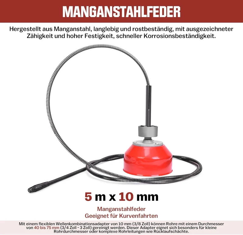 Elektrische Rohrreinigungsmaschine 400W Rohrreiniger Abflussreiniger, Ø30-100mm, 26,5M Spirale
