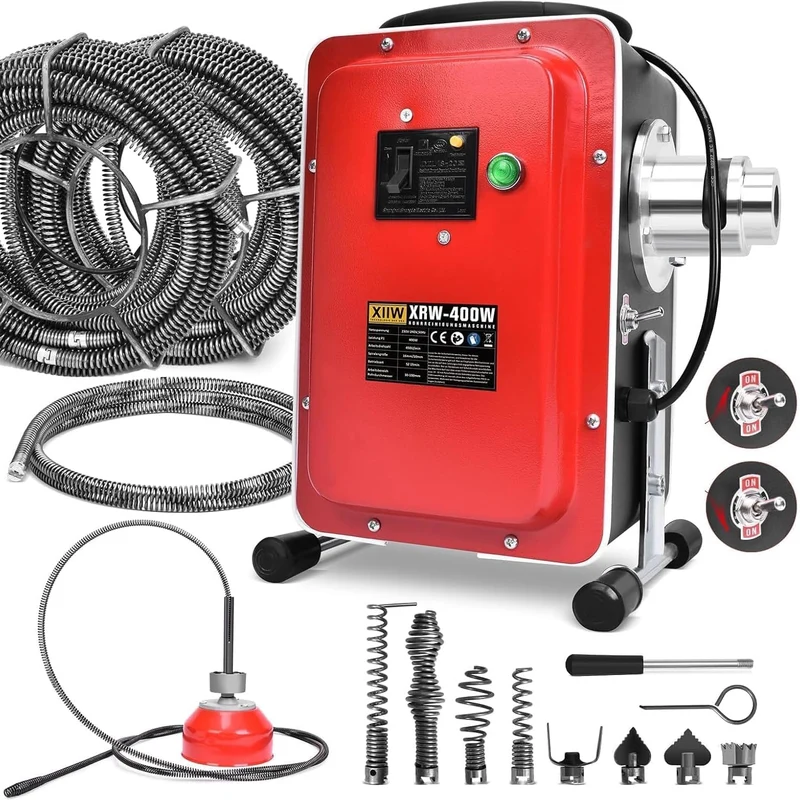 Elektrische Rohrreinigungsmaschine 400W Rohrreiniger Abflussreiniger, Ø30-100mm, 26,5M Spirale