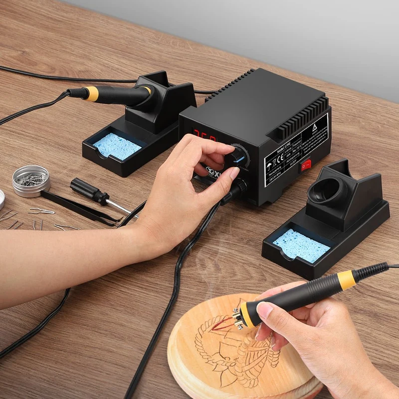 XIIW Pyrographie Set 100W mit 33 Brennspitzen, digitale Brandmalstation 0–750°C, Holzgravur Gerät für Holz, Leder, Kork und Bastelarbeiten