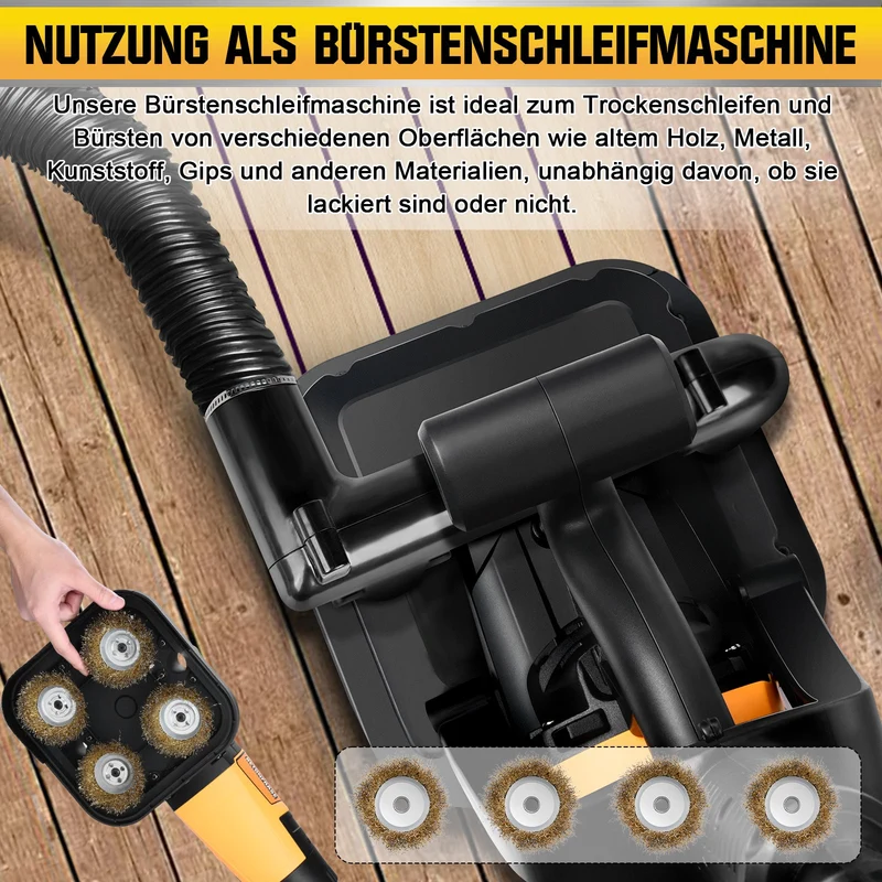 XIIW 3800W Betonschleifer Set mit 16-tlg. Zubehör – 4-Kopf-Sanierungsschleifer zum Schleifen von Beton, Estrich & Kleberresten – 6000 U/min