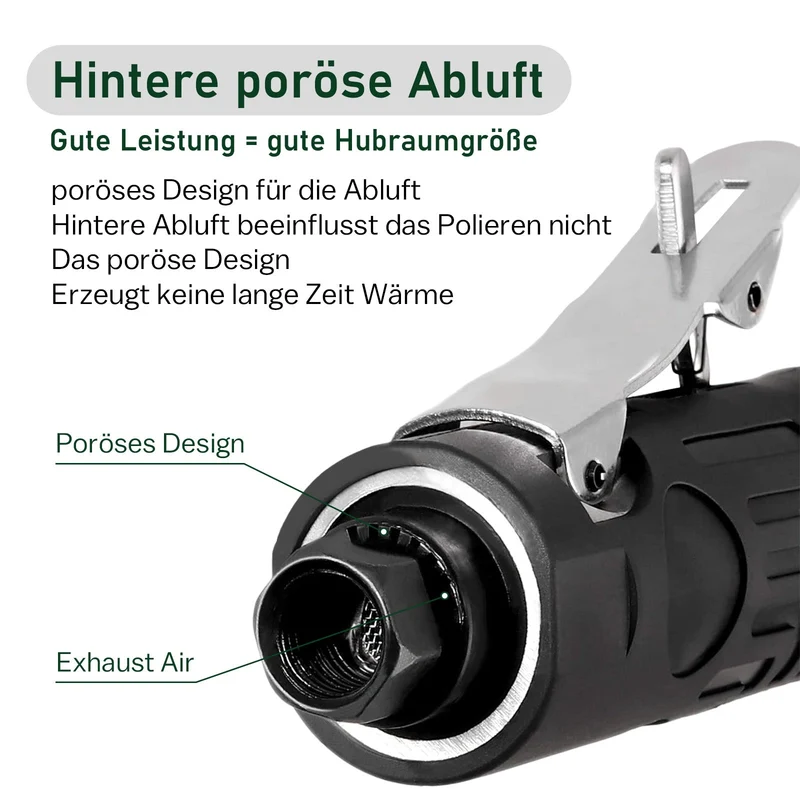 Druckluft Schleifer 25000 U/min – Luftschleifer für Metall & Holz – 1/4" Anschluss, 3–6 mm Spannfutter