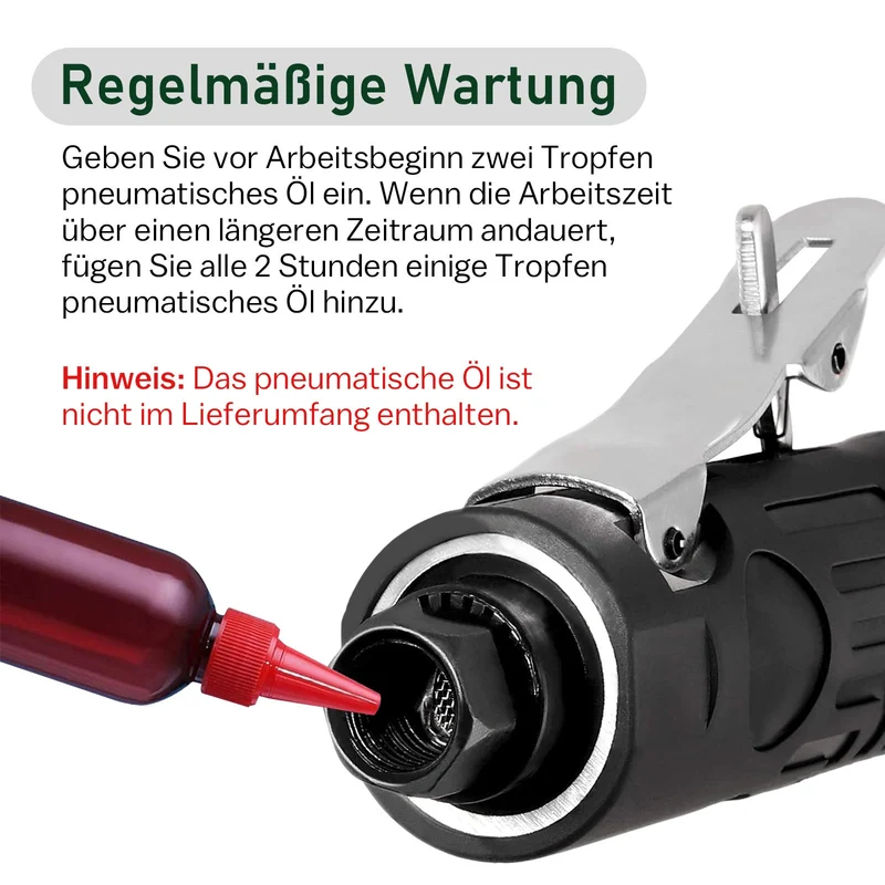 Druckluft Schleifer 25000 U/min – Luftschleifer für Metall & Holz – 1/4" Anschluss, 3–6 mm Spannfutter