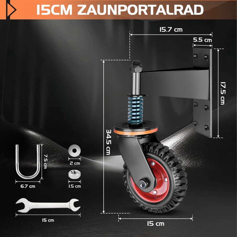 Schwerlast-Torräder 150 mm für Einfahrten und Gartentore – 200 kg Tragfähigkeit, Korrosionsbeständig, Einfach zu Montieren