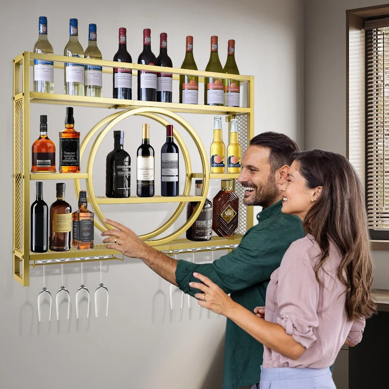 Wandmontiertes Weinregal – 3 Größen, Hohe Kapazität, Stilvolles Design