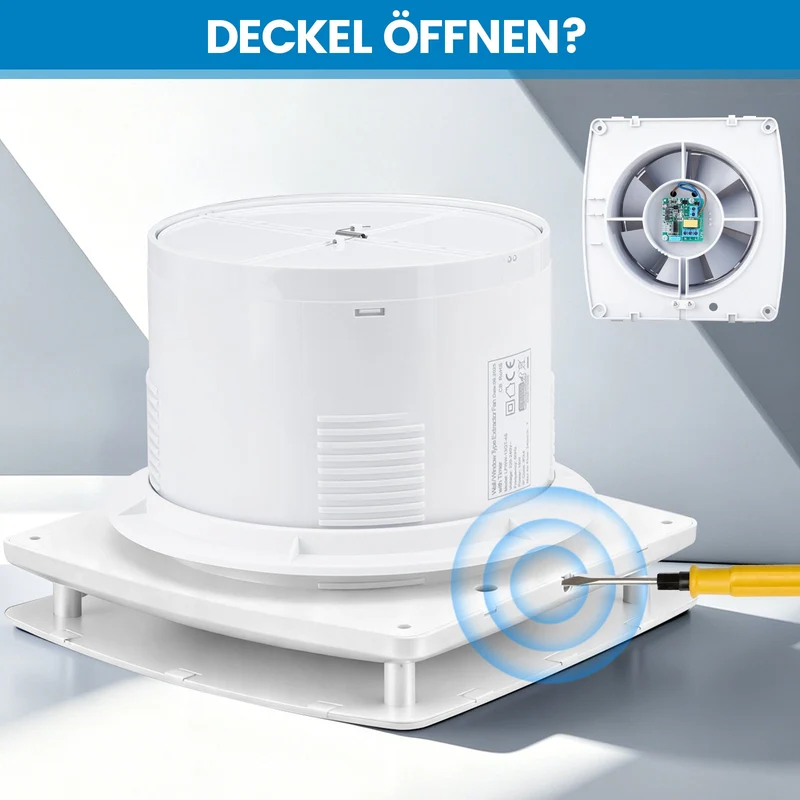 XIIW Badlüfter 100mm mit Feuchtigkeitssensor & Nachlauf | Leiser Abluftventilator für Badezimmer, WC & Küche | Feuchtegesteuerter Lüfter & Rohrlüfter