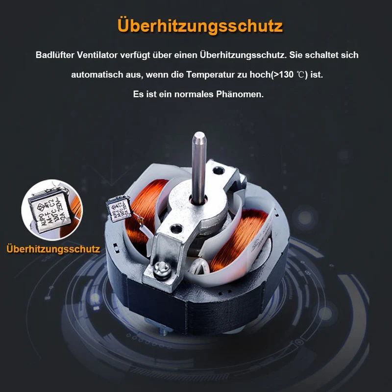 Badlüfter mit Feuchtigkeitssensor & Nachlauffunktion – Leise, 100mm, Rückstauklappe, für Bad & Küche