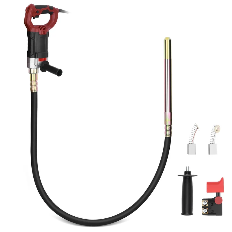 Betonrüttler 1800W mit 1,5m Schlauch & 35mm Vibrationskopf – Hochleistungs-Betonrüttler für Baustelle & Schalungsarbeiten