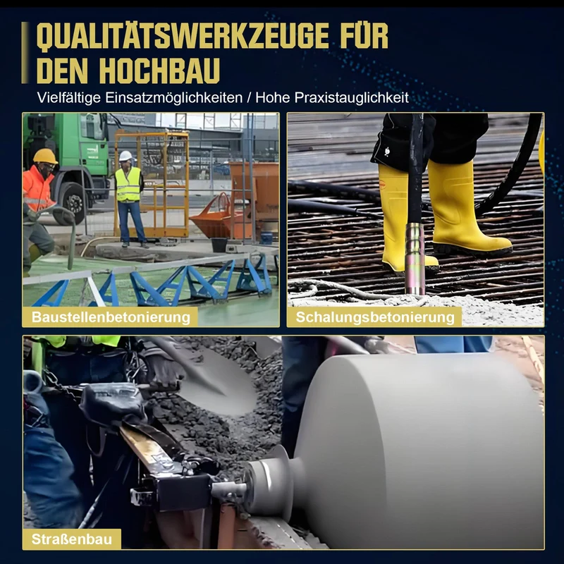 Betonrüttler 1800W mit 1,5m Schlauch & 35mm Vibrationskopf – Hochleistungs-Betonrüttler für Baustelle & Schalungsarbeiten
