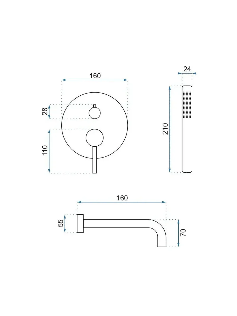 Badewannenarmatur Unterputz Lungo Titan Matt