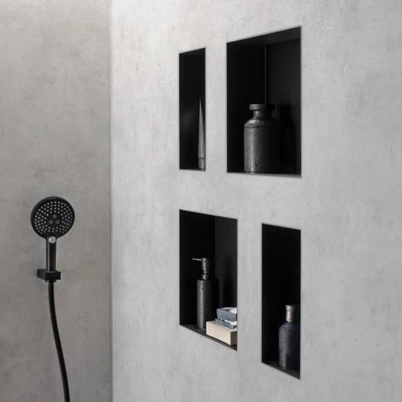 hansgrohe XtraStoris Minimalistic Wandnische mit offenem Rahmen schwarz matt