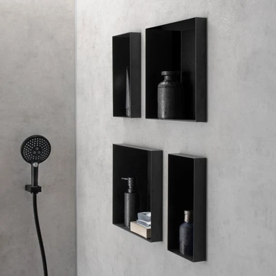 hansgrohe XtraStoris Minimalistic Wandnische mit offenem Rahmen schwarz matt