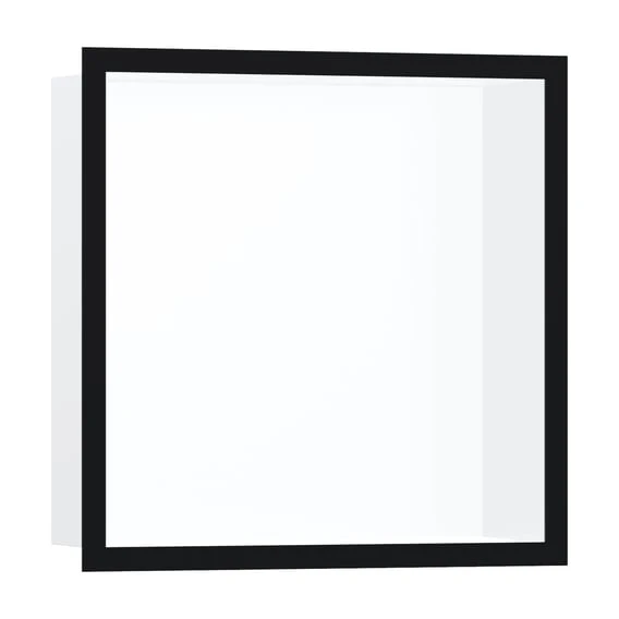hansgrohe XtraStoris Individual Wandnische mit Designrahmen Korpus weiß matt/Front schwarz matt