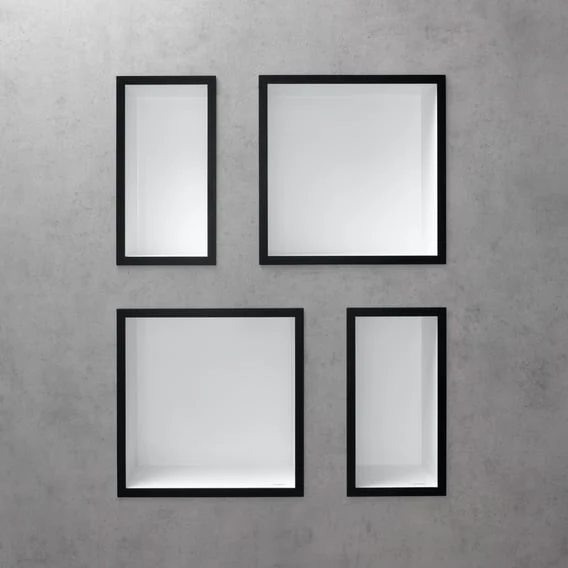 hansgrohe XtraStoris Individual Wandnische mit Designrahmen Korpus weiß matt/Front schwarz matt
