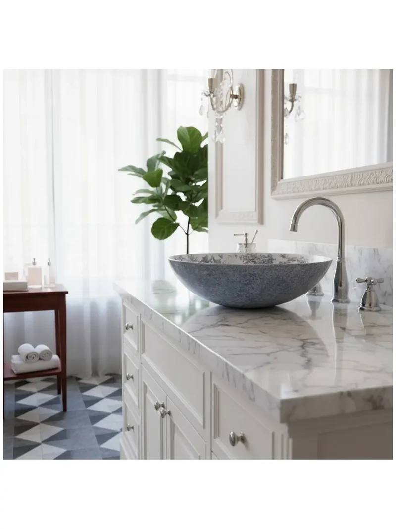 Aufsatzwaschbecken Juliana Blau Weiß rund Ø 40cm