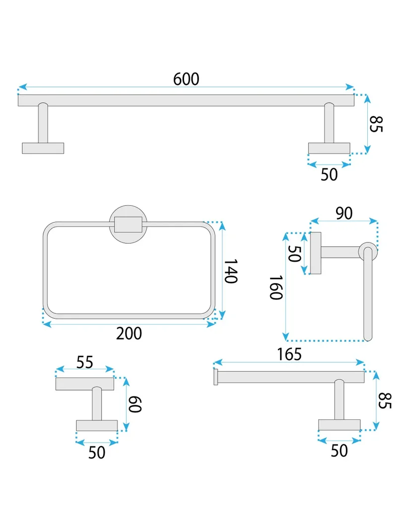 Accessoire-Set GRID Gold Matt 4-teilig