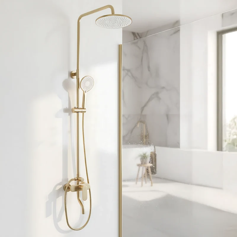 Dusche Drop Gold Matt (Duschsystem mit Wannenauslauf)