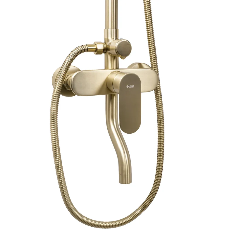 Dusche Drop Gold Matt (Duschsystem mit Wannenauslauf)