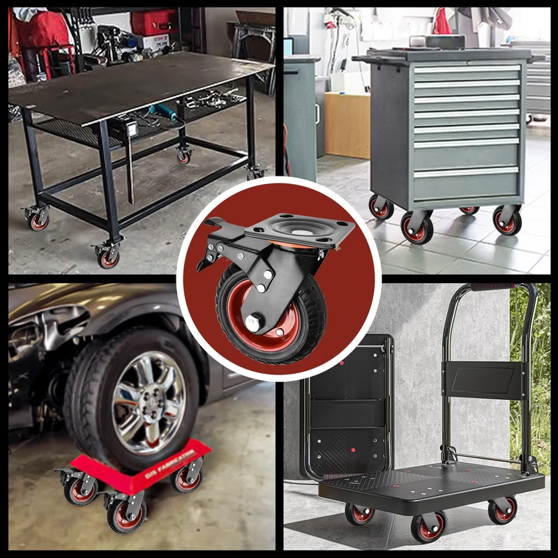 4er-Set 200mm Geländegängige Schwerlastrollen – 2× mit Bremse, 2× drehbar, für Werkstatt, Garten & Transportgeräte