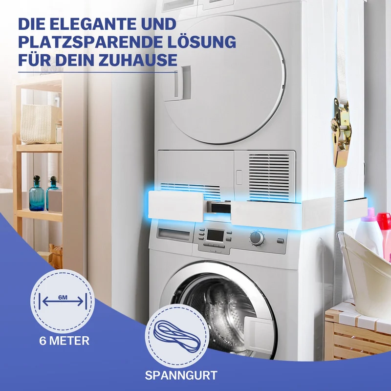 Universelles Stapelset für Waschmaschine und Trockner – Verstellbar, Platzsparend und Stabil