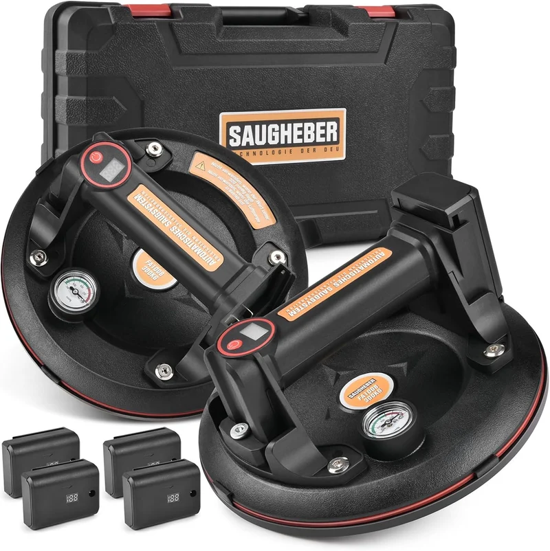 Doppelsauger 300 kg mit Akku & USB-C – Elektrischer Glasheber für Fliesen