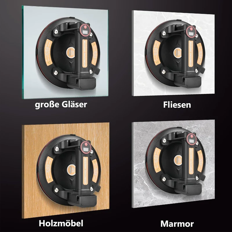 XIIW 2 Akku-Vakuum-Saugheber bis 300 kg Tragkraft, elektrischer Glasheber mit 4 Akkus & Koffer für Glas, Fliesen, Marmor & Metall