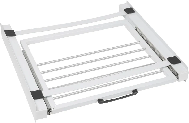 XIIW Waschmaschinen-Zwischenbaurahmen mit ausziehbarem Handtuchhalter – 61 × 55 cm, bis 100 kg, mit 5-m-Spanngurt