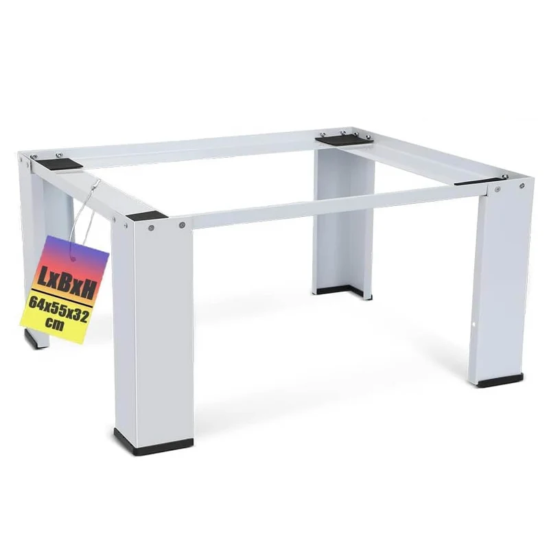 XIIW Waschmaschinensockel 64 × 54,5 × 32 cm – Metall-Untergestell bis 150 kg mit Antirutsch-Pads und Gummifüßen