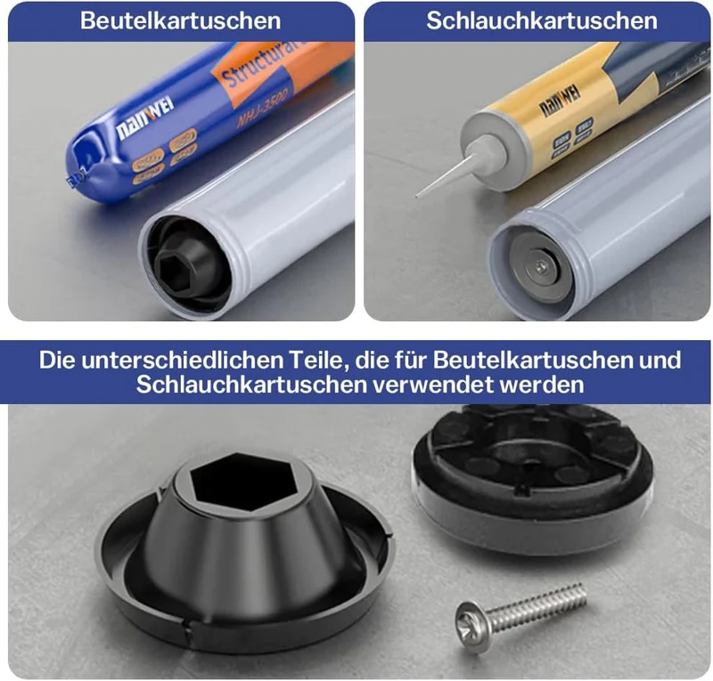 Automatische Kartuschenpistole mit LED-Beleuchtung, variabler Geschwindigkeit & 7840 N Druck – Ideal für Silikon- und Glasverklebung