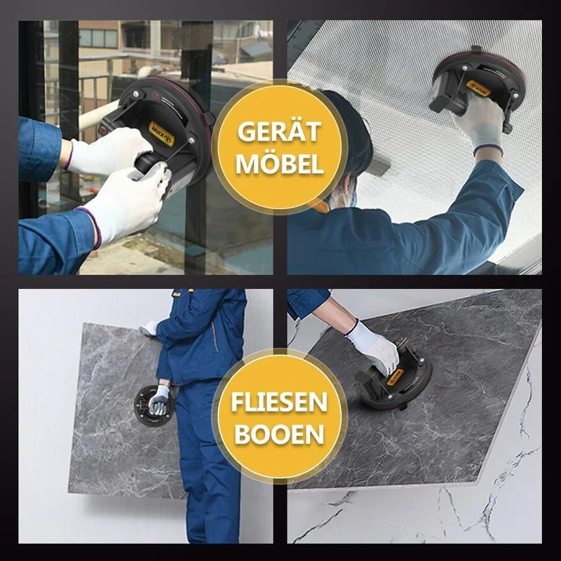 Akku Vakuumheber 300 kg – Kabellos mit Drucksensor & 12,6V Akku – Für Glas, Fliesen & Metallplatten – Tragbar & Mobil für Baustellen