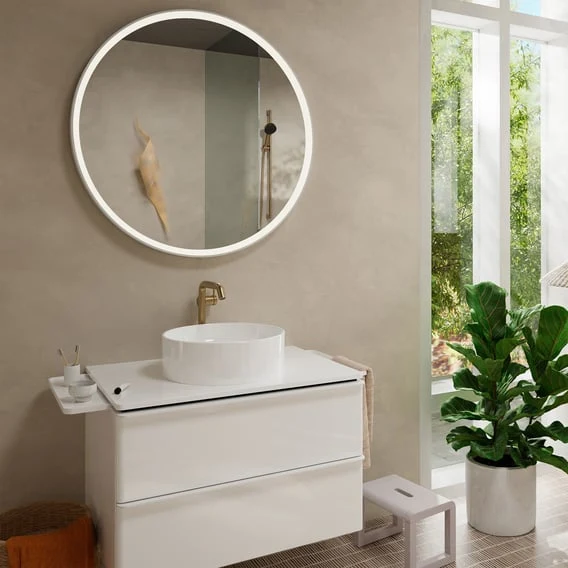hansgrohe Tecturis S Waschtischarmatur 240 Fine CoolStart mit erhöhtem Armaturenkörper mit verschließbarem Ablaufventil Push-Open, bronze gebürstet