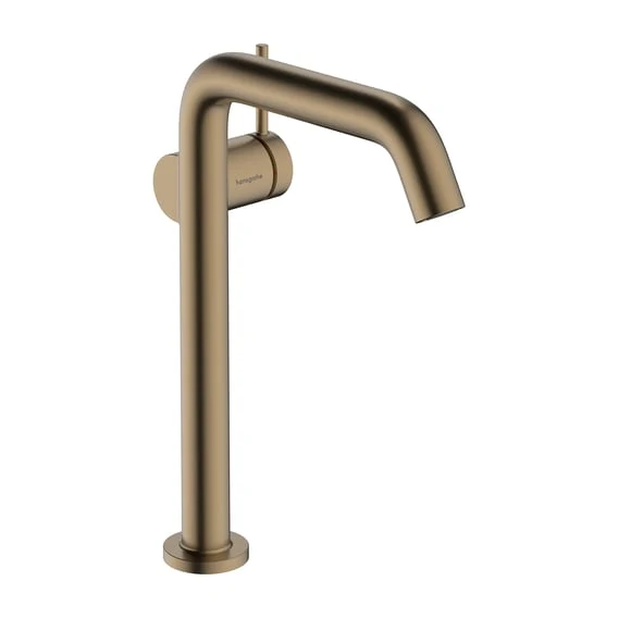 hansgrohe Tecturis S Waschtischarmatur 240 Fine CoolStart mit erhöhtem Armaturenkörper mit verschließbarem Ablaufventil Push-Open, bronze gebürstet